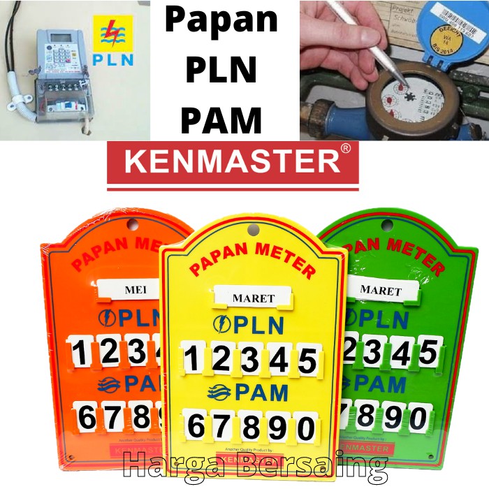 Papan Meteran Listrik Air PLN PAM - Gantungan Papan Meteran Plastik Stand Meter PLN PAM Listrik Air KENMASTER