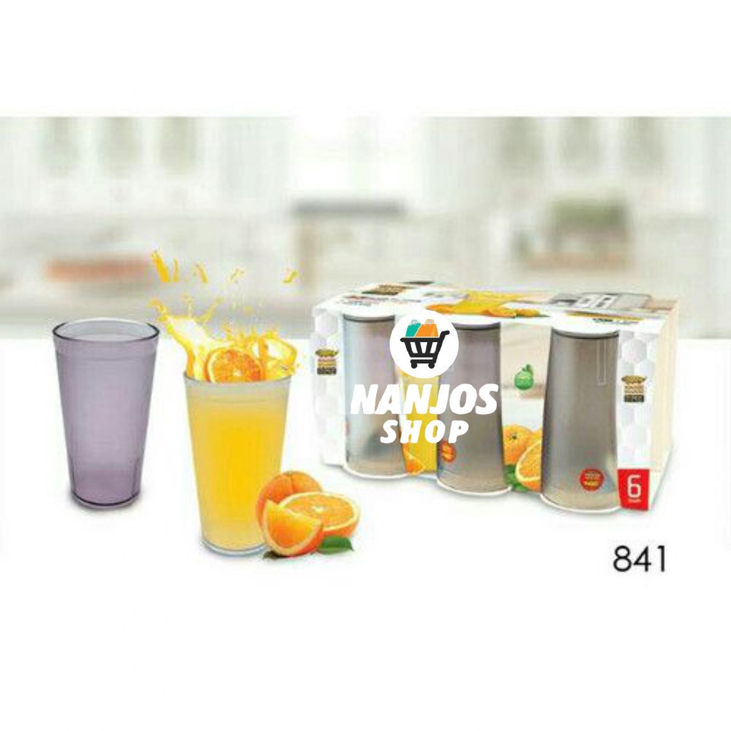 Golden Dragon Gelas Plastik Kulit Jeruk 5,8 Inci 550 ml 841 Set 6 Pcs