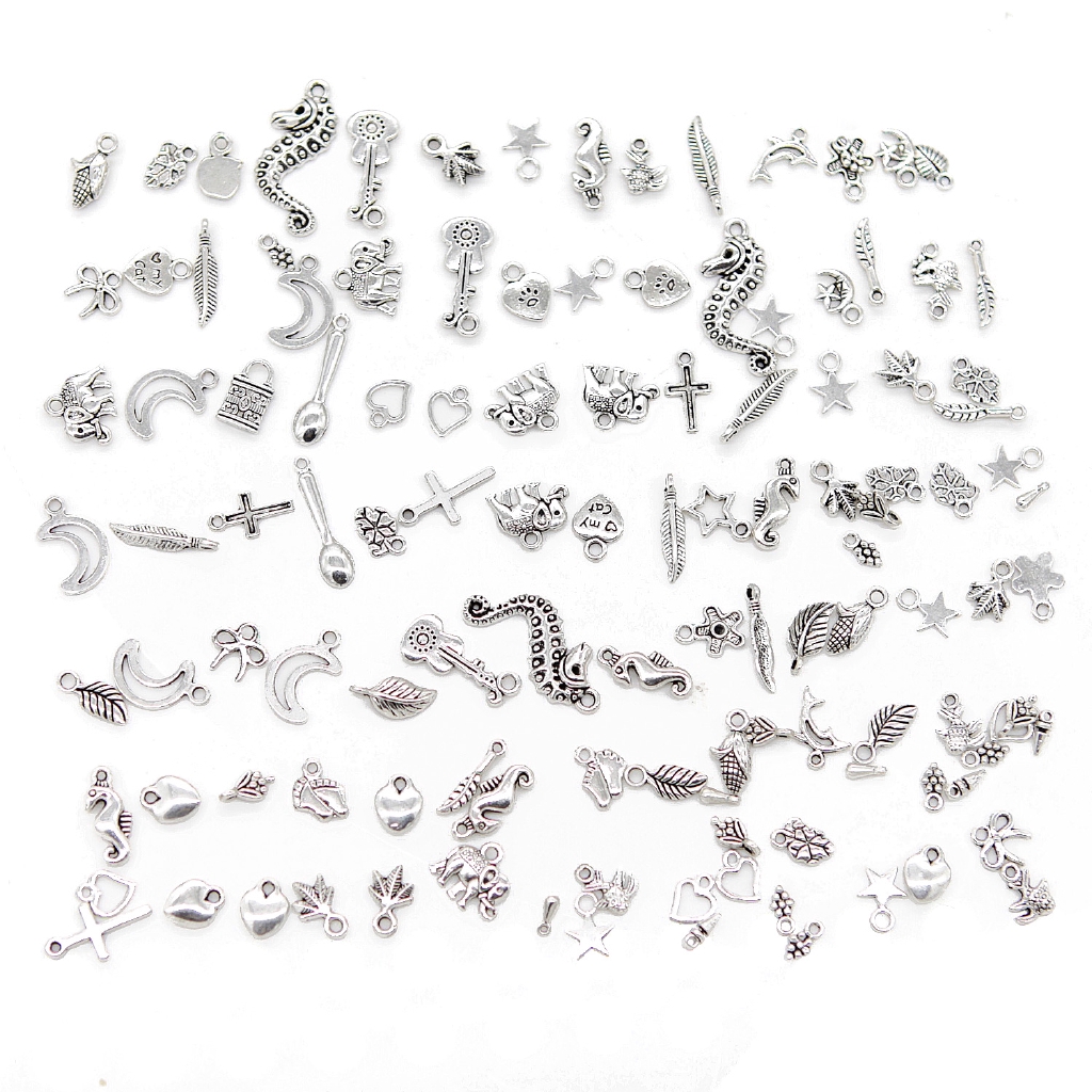 [100Pcs Mixed Styles][Tibetan Silver Metal Charms Pendants][Suitable for Necklace,Bracelets,Earrings,Jewelry DIY Making]