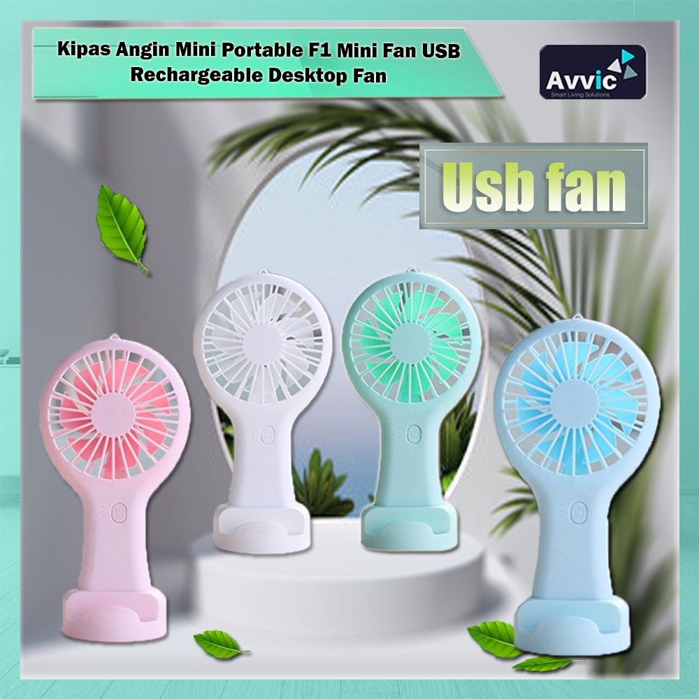 Kipas Angin Mini Portable F1 Mini Fan USB Rechargeable Handheld Desktop Fan Kipas Genggam