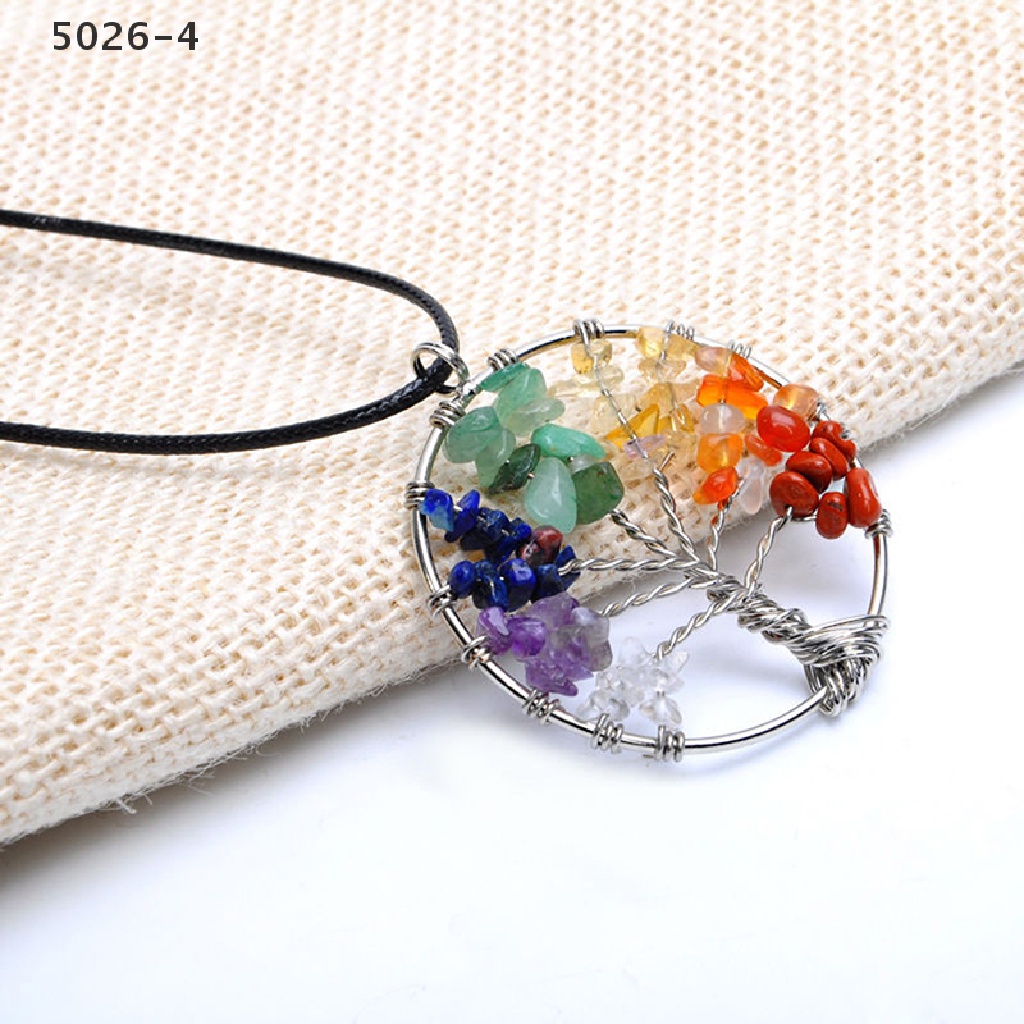 5026-4 Hot Life Tree Pendant Necklace Natural Crystal Quartz Gemstone 7 Chakra Healing 5026-4