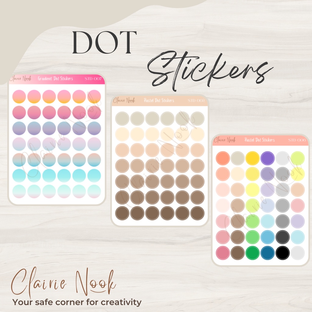 

Clairie Nook Sticker Label Dot Warna Warni / Stiker Bulat / Stiker Warna / dekorasi bullet journal