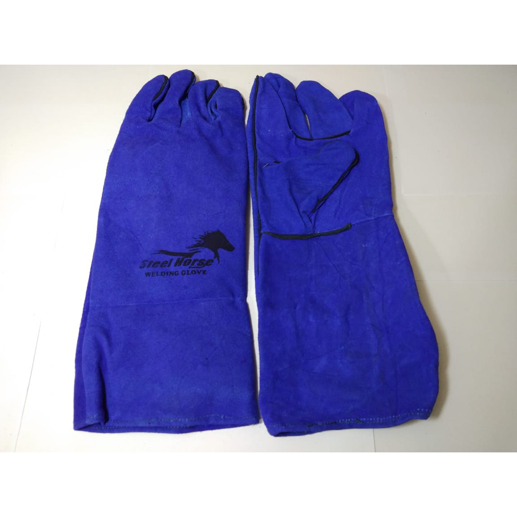 SARUNG TANGAN LAS BIRU 40CM MURAHHH/Sarung tangan Las kulit 16 inch / safety glove welding/ SARUNG TANGAN KERJA PROYEK