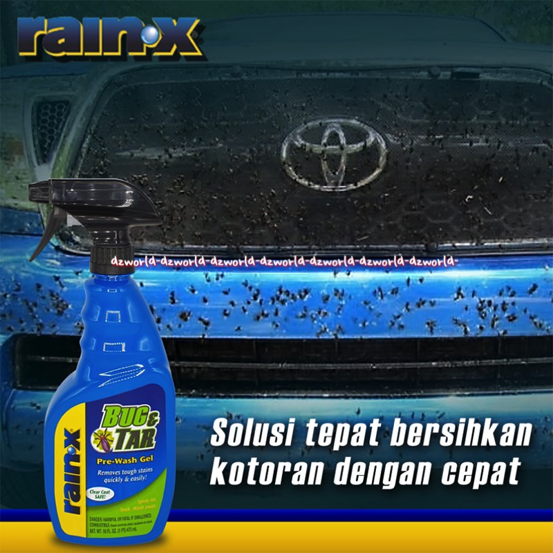 Rainox Bug &amp; Tar Pre Wash Gel 473ml Pembersih Serangga Dan Noda Aspal Dimobil Dan Motor 473mL Rain-X Rino-x Bugs Tars