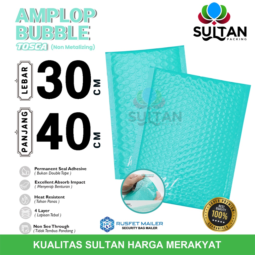 

AMPLOP BUBBLE MAILER 30x40cm TOSCA WRAP ENVELOPE RUSFET SATUAN PREMIUM TERMURAH