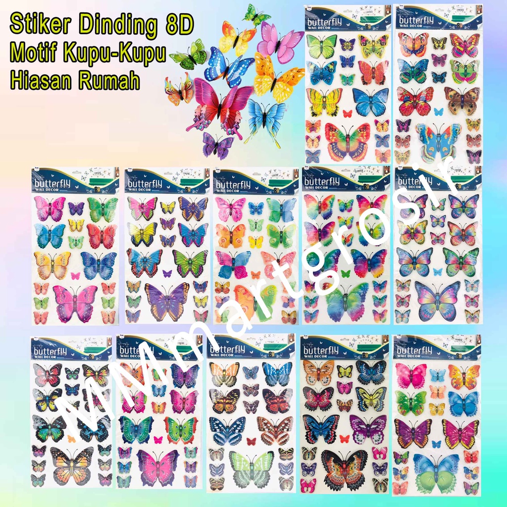 Stiker / Stiker Dinding 8D / Stiker Motif Kupu-Kupu / Hiasan