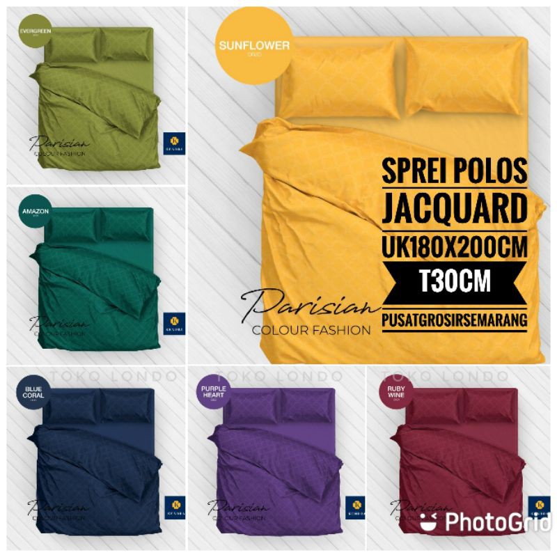 Sprei KENDRA POLOS Emboss Jacquard KING size uk 180x200 T30 Tinggi 30 Sprei Hotel Putih Polos Abu Grey Navy Putih Vanila Sky Deep Lake Snow White Simple Taupe Almond Tree Blue Coral Green Espresso Oxford Tan Ruby Wine Simple Taupe Terracotta Titanium