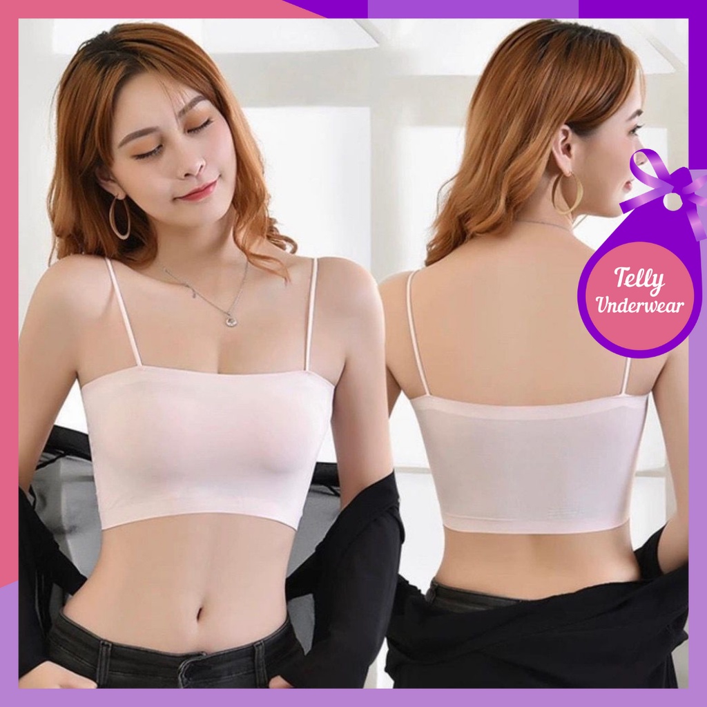 TELLY ➡️ 216 TankTop Bra Polos Wanita Model Seamless Bahan Ice Silk BH Fashion Korea Sexy Cantik