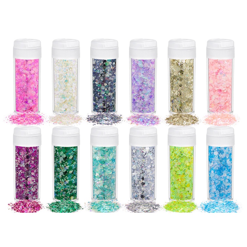 Siy Bubuk Glitter Sequin Epoxy Resin 12 / 18 / 24 Warna Dekorasi Nail Art / Perhiasan Diy