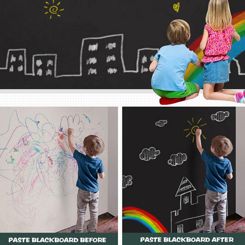 Papan Tulis Hitam Stiker /Papan Tulis Putih / Mainan Anak / White Board Black Board Wallpaper Sticker Removeable TOY-015