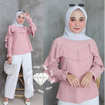 Whs Refire Top Blus Mewah Blouse Baju Atasan Wanita Bluse Kondangan Kekinian Hitam Putih Remaja OOTD