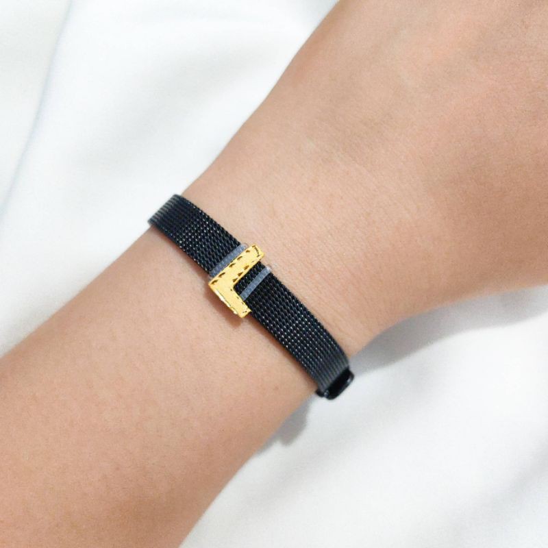 gelang stainless steel hias huruf emas asli kadar 875 gelang huruf l elegant