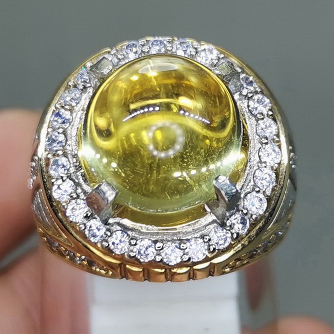 Cincin Batu Akik Kecubung Bensin Air Kuning Asli