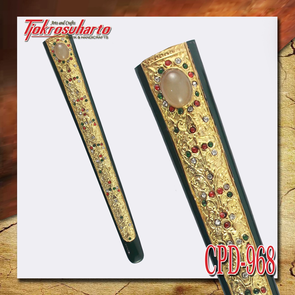 Pendok Keris Solo Slorok Buntu Emas Batu Akik Kemalo Hitam