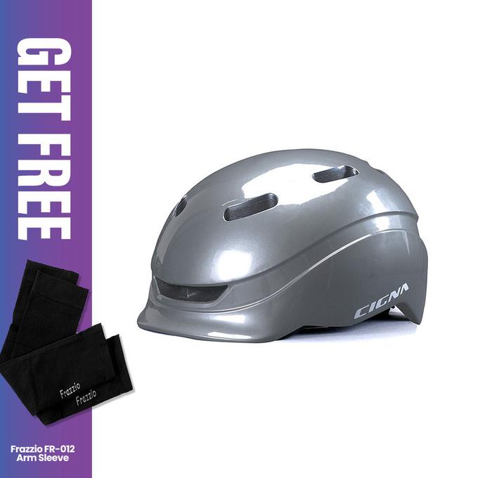 CIGNA GB-2 Bike Ultralight Helmet + Lamp Helm - Helm Sepeda - TITANIUM