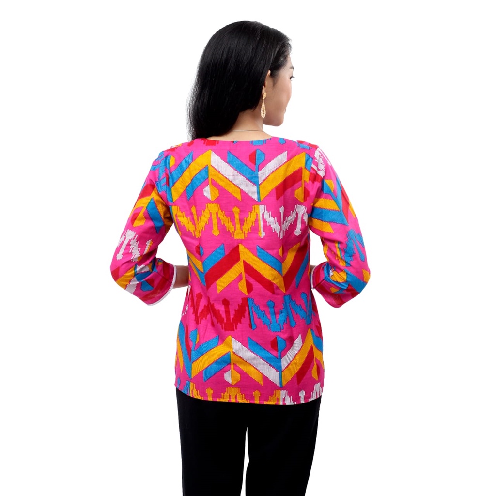 Atasan Batik Wanita Modern Blouse Batik Wanita S-M-L-XL-XXL-3L-4L-5L Bahan Katun-3