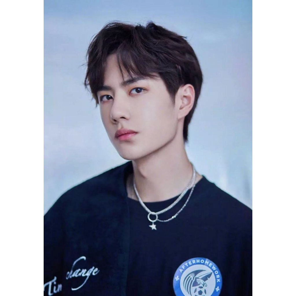 Wang YIBO Kalung Rantai dengan Liontin Bentuk Pentagram Bahan Stainless Steel