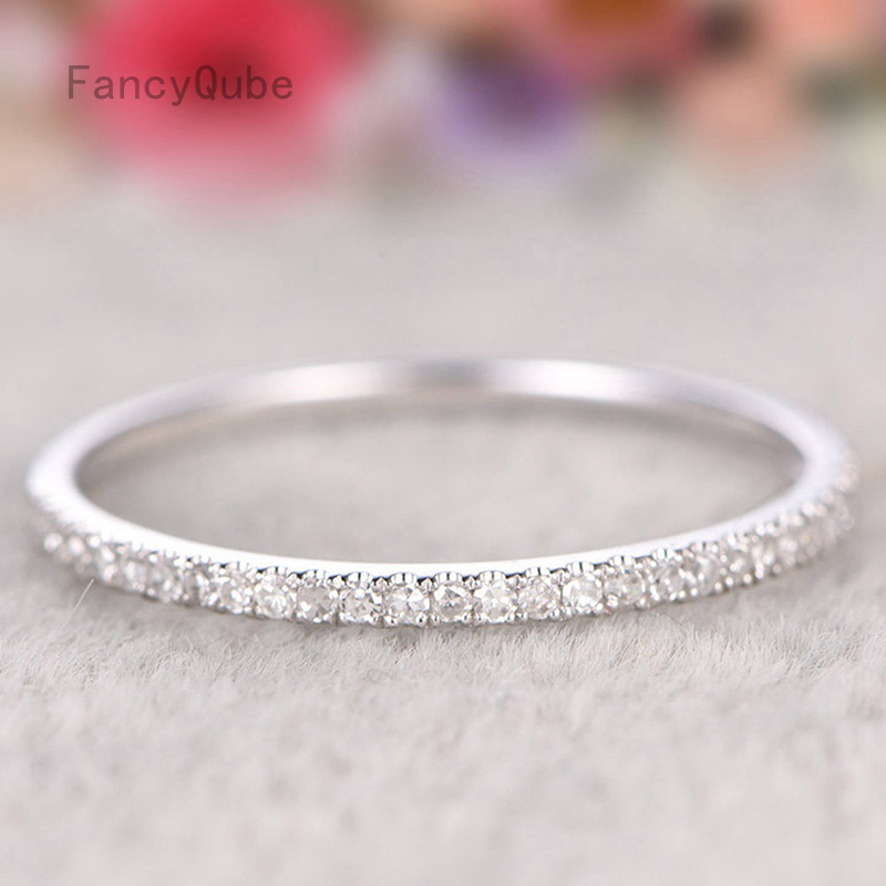 Korean 925Silver Micro Pave Zircon Ring Jewelry Circle Diamond Tail Ring Silver