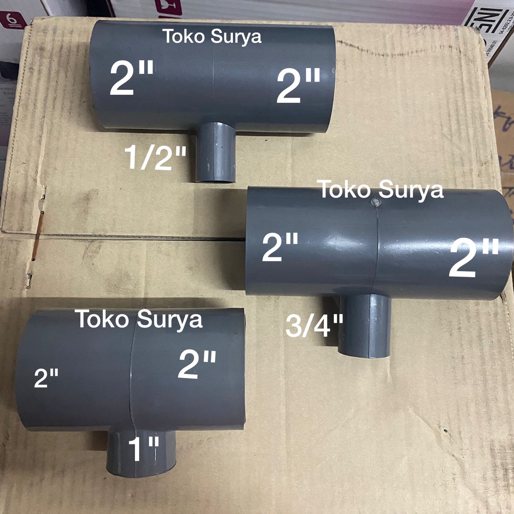 TEE AW REDUCER TEE 2"x1/2" TEE 2"x3/4" TEE 2"x1" Tee reduser 2" x 1"/ T Vlok/ verlop tee pvc 2"x1"