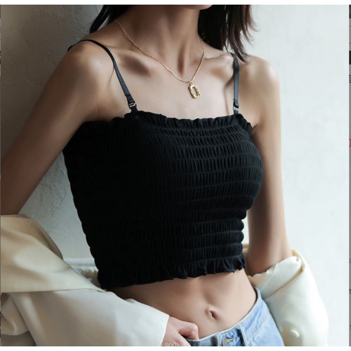 BV.ID BR509 Tanktop Bra Fashion Korea Model Crop Top Bahan Katun Kerut Import