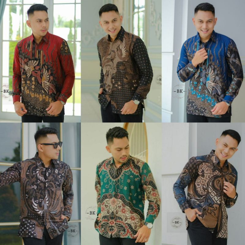 Kemeja Batik Pria Lengan Panjang M L XL XXL Baju Batik Pria Modern Batik Kerja Pria Batik Kantor Pria Seragam Batik