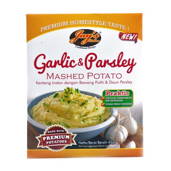 

JAY'S Kitchen Garlic & Parsley Mashed Potato 45g - Kentang Instant Bawang Putih & Daun Parsley