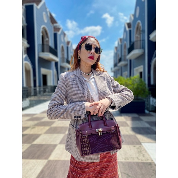 TAS ETNIK ULOS SONGKET TENUN UIS NIPES KARO BURGUNDY 25”