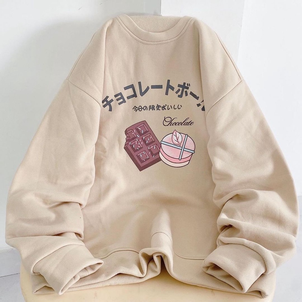 Chocolate Sweater Oversize Xl Matt Fleece Tabal / Fashion OOTD Sweter Casual Wanita Remaja Termurah