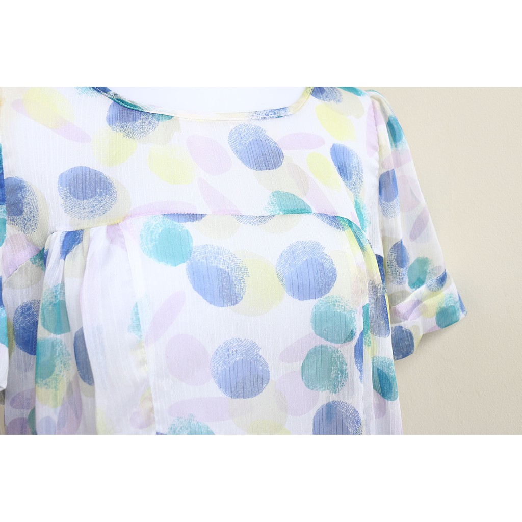 BSI-11 (XL) atasan sifon blouse / blus import big size pastel polkadot korea