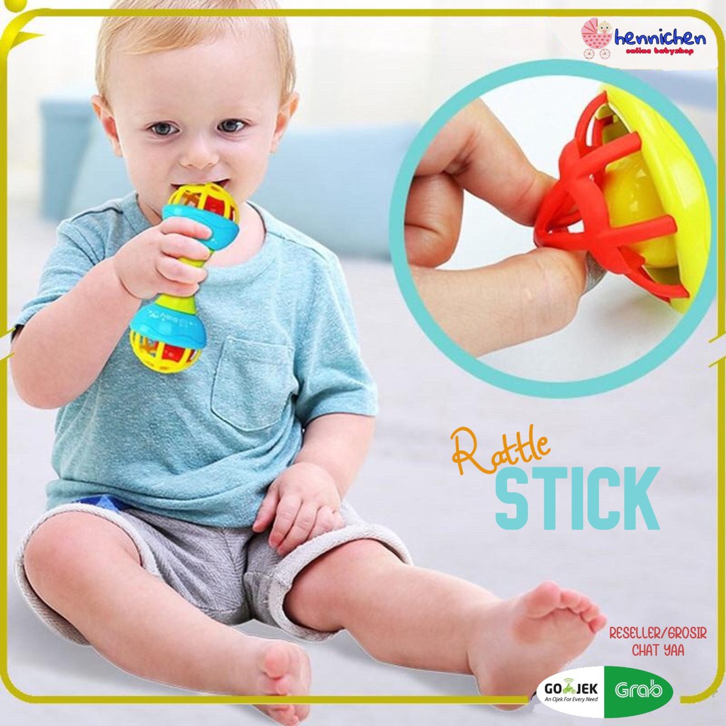 Mainan Bayi Rattle Stick Bunyi Kerincingan Baby Soft Teether Gigitan Bayi BPA Free