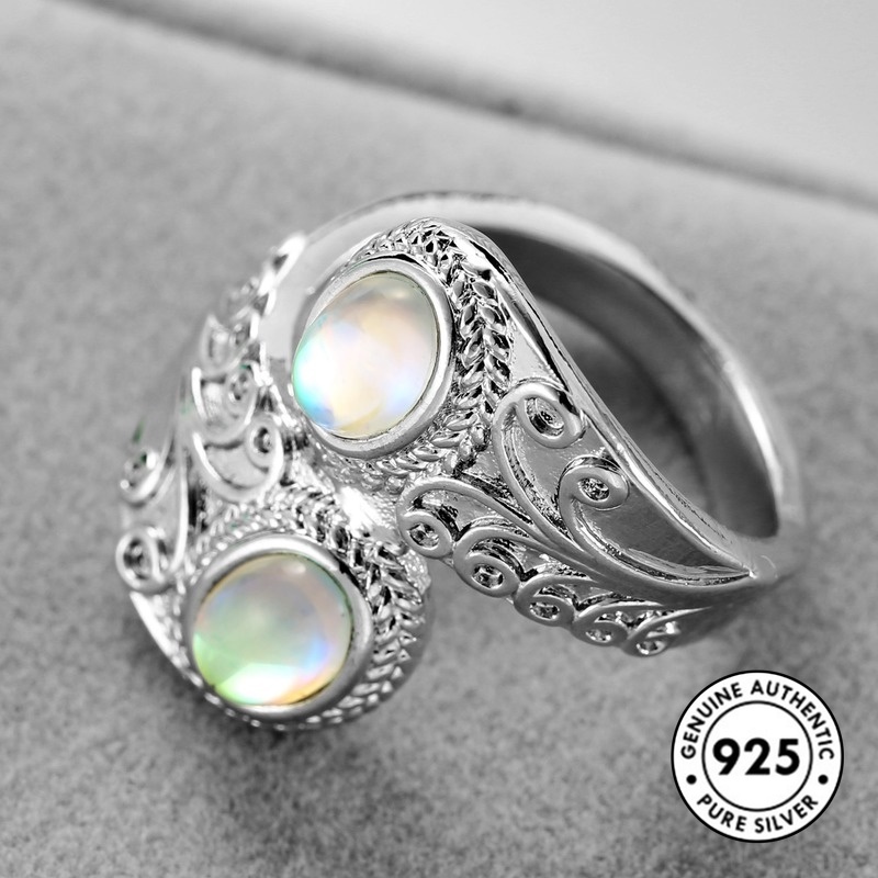 Cincin Sterling Silver 925 Dengan Batu Moonstone Untuk Wanita