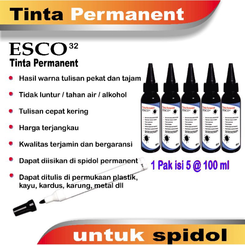

Tinta permanen/permanent/marking esco pak 100ml Hitam