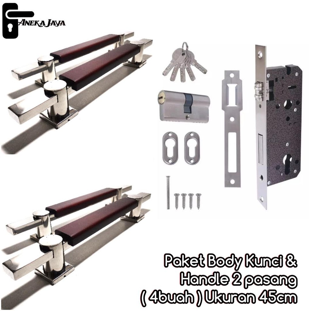 [ Satu set ] Gagang Pintu / Tarikan Pintu Rumah Stainless / body kunci / Handle Pintu rumah 45 cm