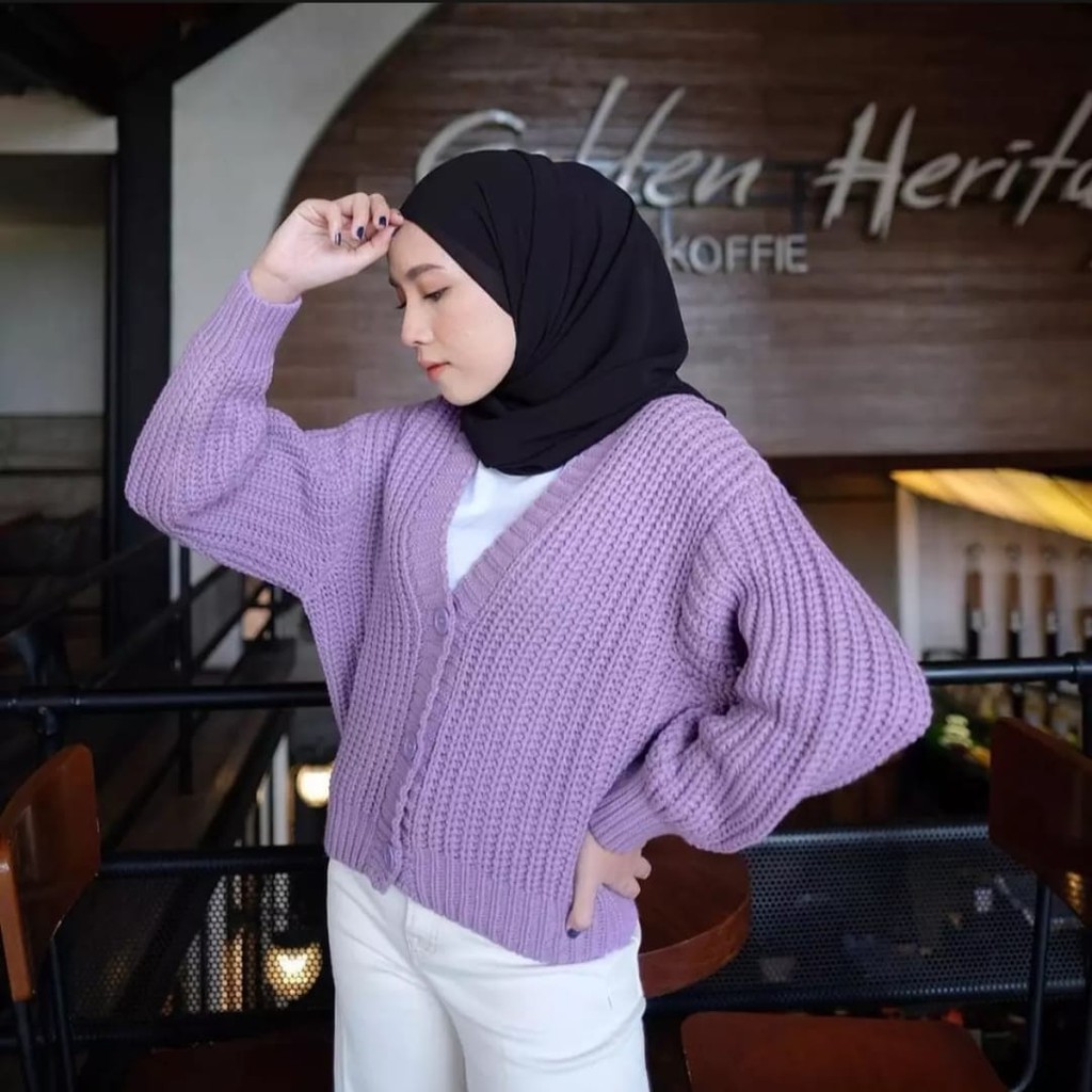 CARDIGAN RAJUT OVERSIZE CROP KANCING KARDIGAN KNIT OUTER CARDY