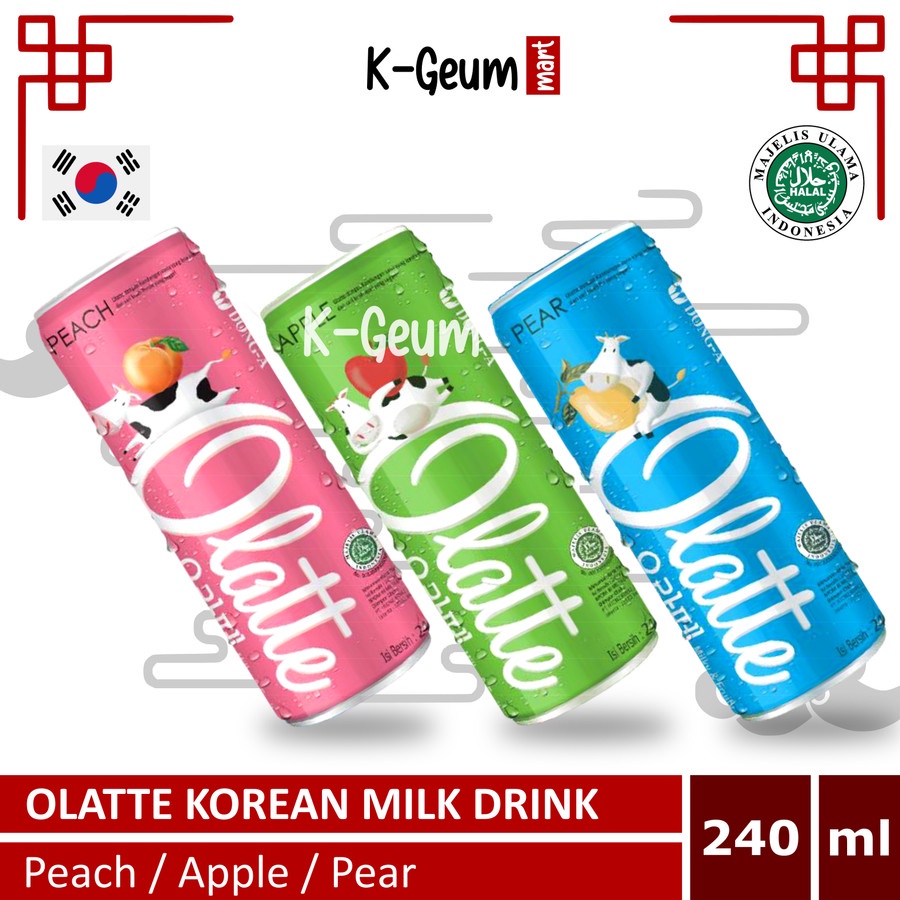 

Olatte Milk Drink | Minuman Korea Halal Rasa Peach Apple Pear 240ml