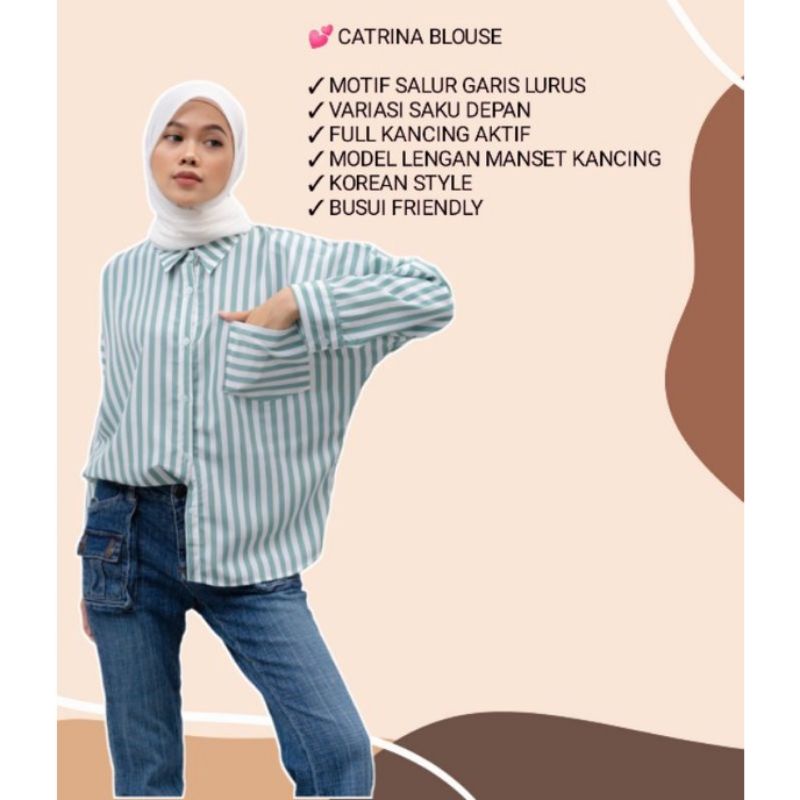 KEMEJA POCKET WANITA  !  KATUN RAYON SALUR, KEMEJA KERJA WANITA