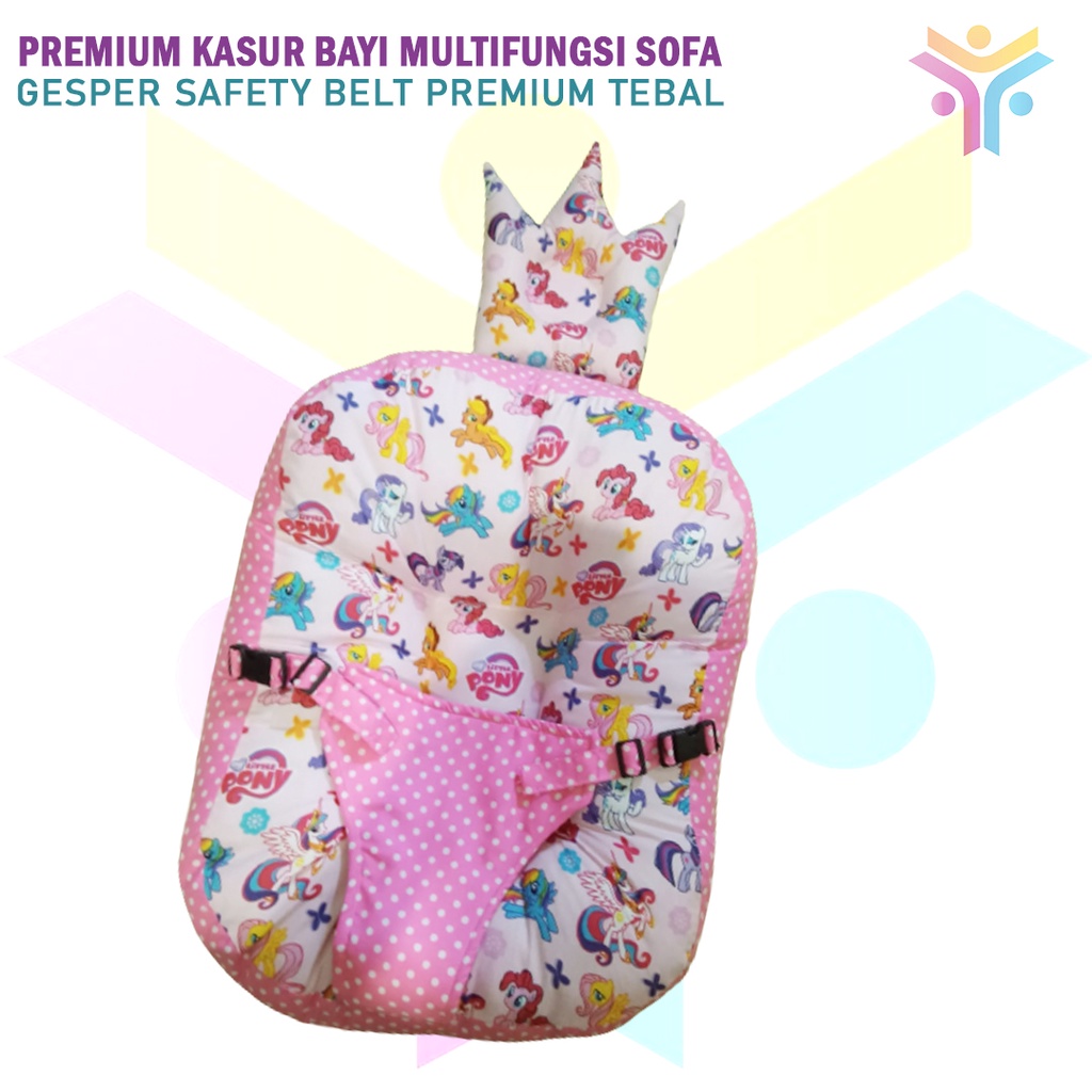 24 || PREMIUM KASUR BAYI MULTIFUNGSI SOFA BAYI DENGAN GESPER SAFETY BELT PREMIUM TEBAL FREE BANTAL PEYANG CROWN