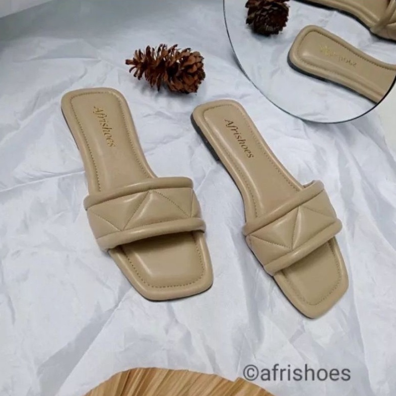 Afrishoes Sandal Flat Teplek  Wanita  Motiv Zigzag Empuk