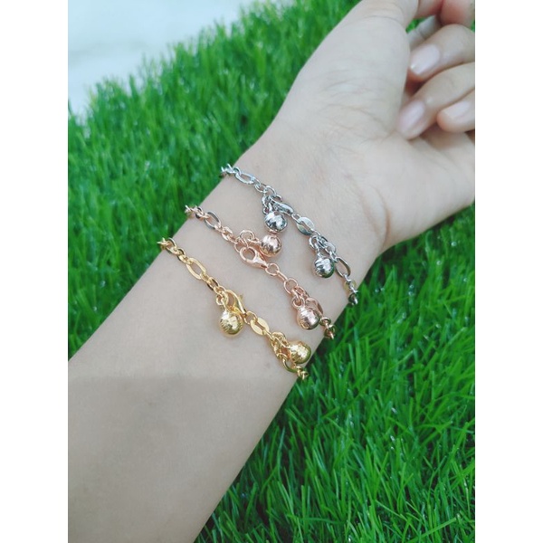 gelang nori 3×1 +2bel/gelang perak asli silver 925 lapis emas/ gelang fashion wanita impor