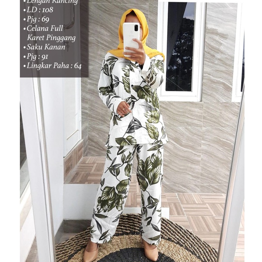 Rayon set celana / Pajamas Set Ryon Motif Abstrak