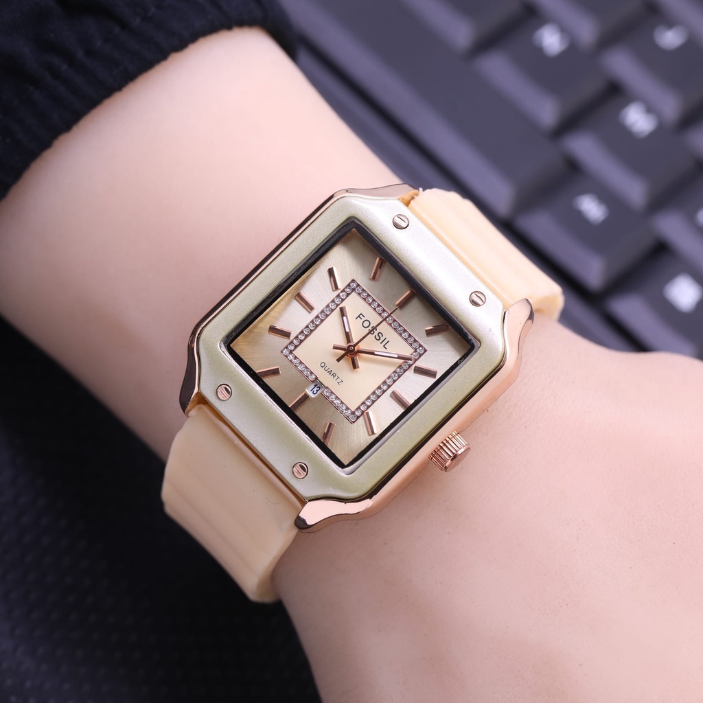 Grosiran Jam Tangan Wanita F3575TL Analog Strap Rubber Tanggal Aktif Free Box Jam Tangan (COD)