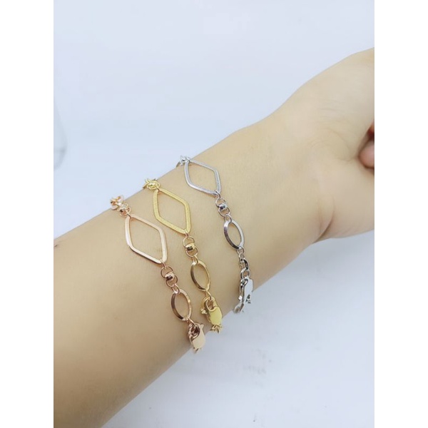 gelang tangan perak asli lapis emas/gelang tangan rantai persegi variasi/gelang tangan asli silver 925