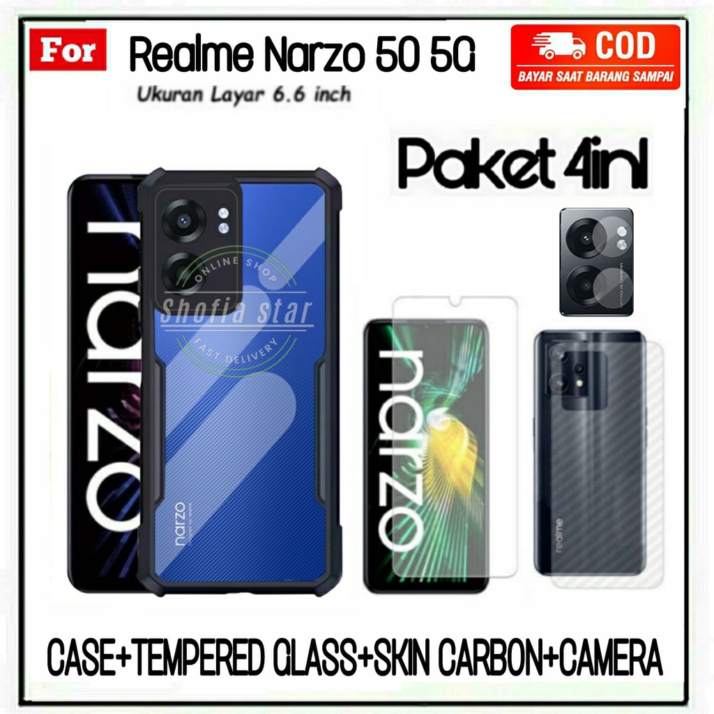 4IN1 CASE REALME NARZO 50 5G SOFTCASE SHOCKPROOF TRANSPARAN CAMERA PROTECT CASING