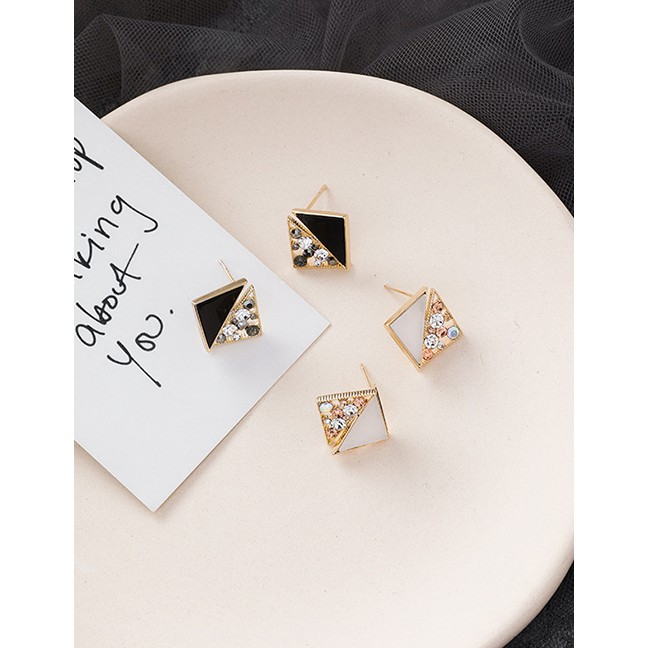 LRC Anting Tusuk Fashion 925 Silver Needle Flash Drill Stitching Square Irregular Acrylic Earring