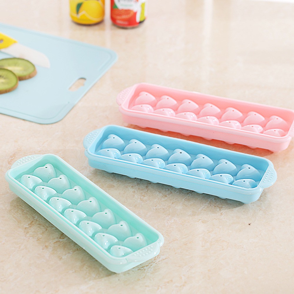 【COD Tangding】14 Holes Round Balls Ice Mold Plastic Tray Ice Hockey Grid Making Box Molds