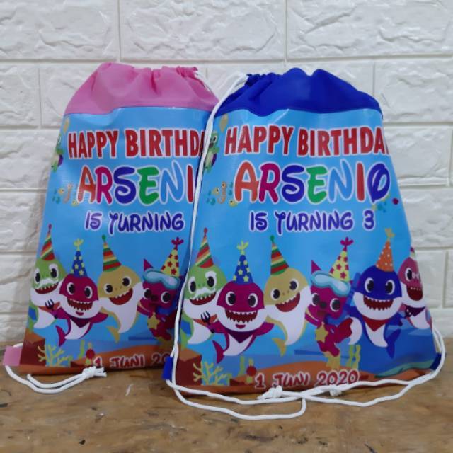 Tas serut ulang tahun ukuran besar || goodie bag ulang tahun || tas serut custom