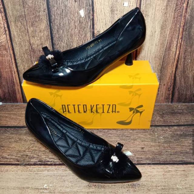 SELATU HAK PEEP TOES PITA (Peter Keiza) HITAM - PTZ14 | HEELS WANITA | SEPATU KERJA | SEPATU FORMAL