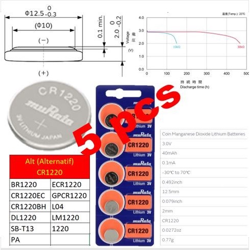 Promo ori SONY MURATA CR1220 baterai jam tangan mainan termometer remot DLL Berkualitas