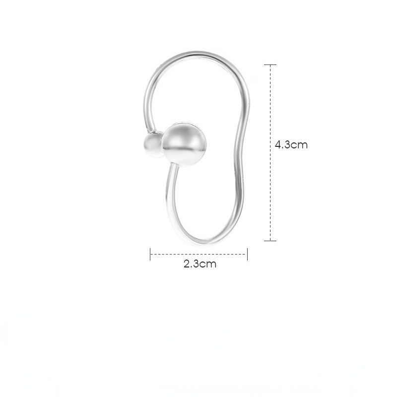 1 Pc Anting Stud Tanpa Lubang Telinga Bentuk Bola Geometris Warna Silver Gaya Korea Untuk Wanita