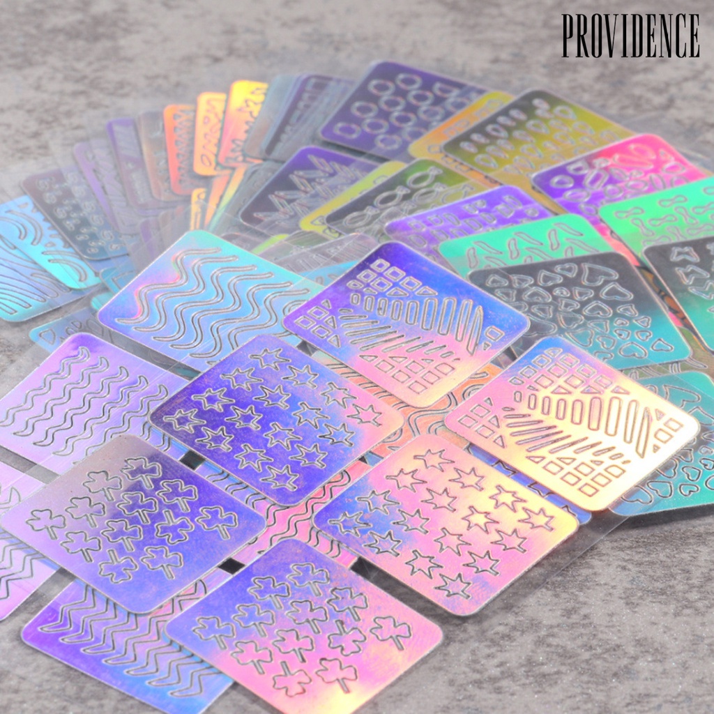 Providence 24Pcs/Set Nail Template Various Patterns Nail Art Making Lightweight Nail Vinyls Irregular Grid Stencil Polish Transfer Tools for Women